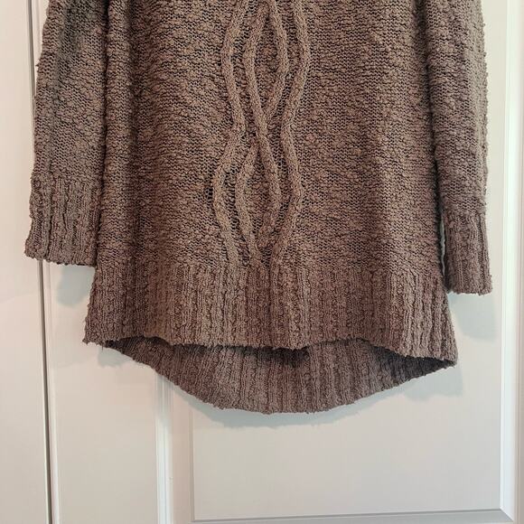Moth Women's Loose Knit Chunky Turtleneck Sweater Taupe Brown Size XS - Picture 2 of 8